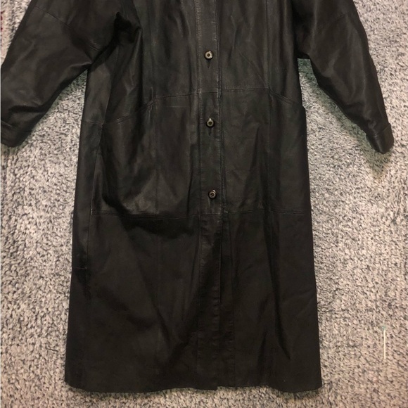 - Women’s Full Length Genuine Black Leather  Coat Size M - Picture 8 of 14